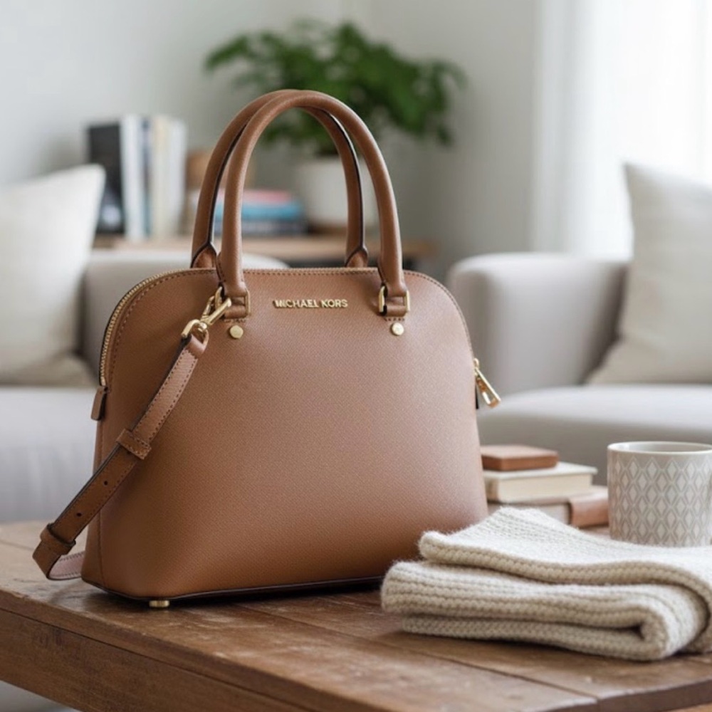 Brand: Michael Kors
Style: Dome Satchel 
Color: Neutral Taupe